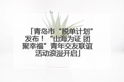 青岛市“脱单计划”发布！“山海为证 团聚幸福”青年交友联谊活动浪漫开启